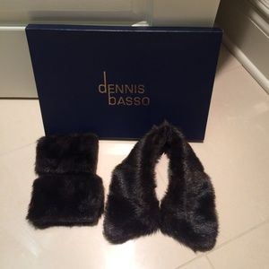 Dennis Basso Faux Fur Collar & Cuff Set